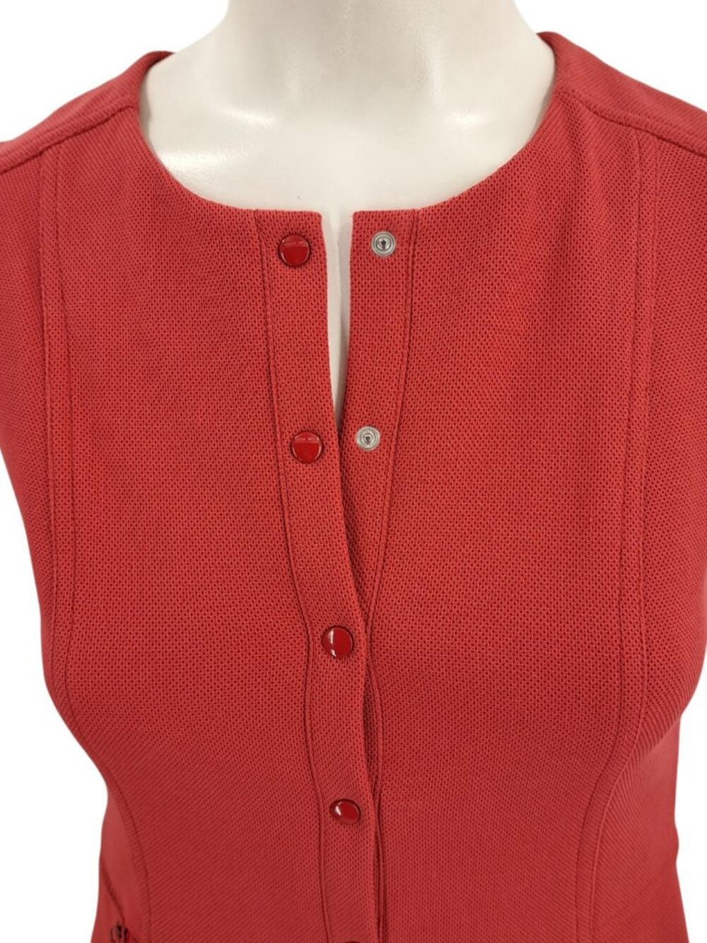 Akris Punto Red Ponte Knit Sleeveless Fit & Flare Dress Size 2 Career Snap - Picture 10 of 12